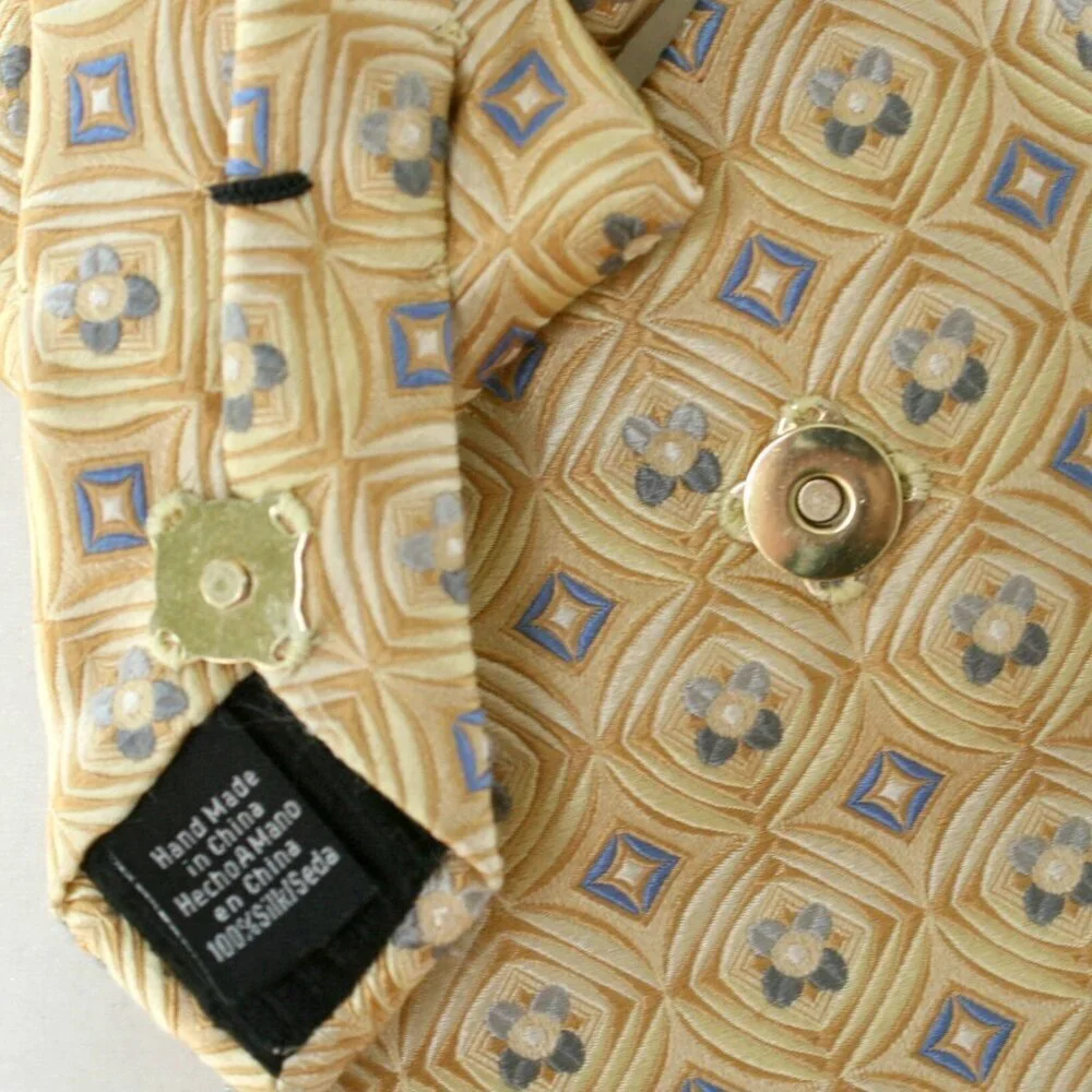 Ogsplosh Women's Ascot Scarf Yellow And Blue Geometric Print